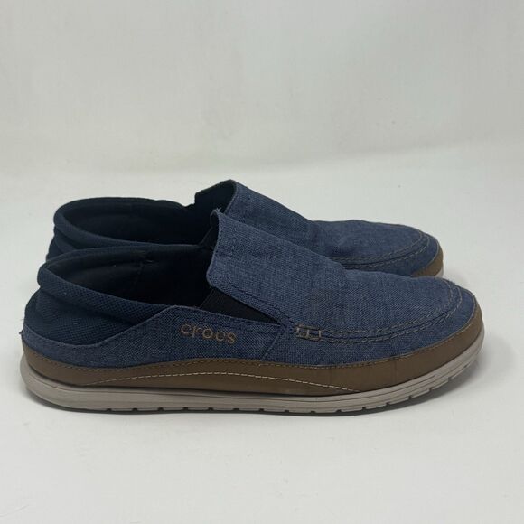 Crocs Santa Cruz Playa Shoes Mens 12 Blue Denim Brown Slip On Loafers Comfort main image 15